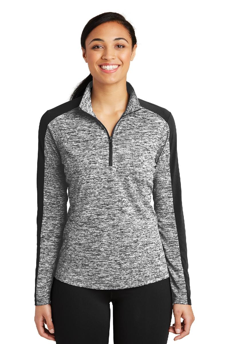 Sport-Tek &#174;  Ladies PosiCharge &#174;  Electric Heather Colorblock 1/4-Zip Pullover. LST397