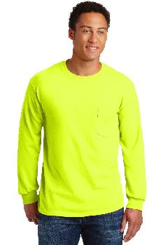 Gildan - Ultra Cotton 100% Cotton Long Sleeve T-Shirt with Pocket. 2410